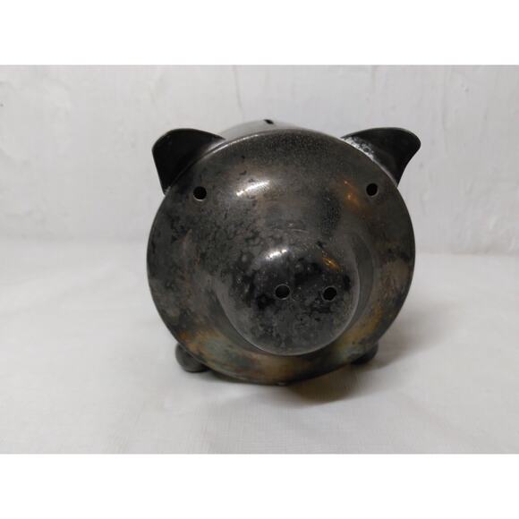 Tin/Metal Piggy Bank Curly Tail - Oneida Silversmiths 5 1/2" x 4" - Adorable! - Picture 1 of 9